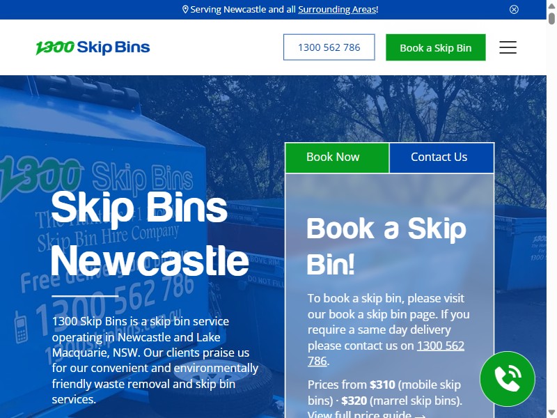 1300 Skip Bins website preview