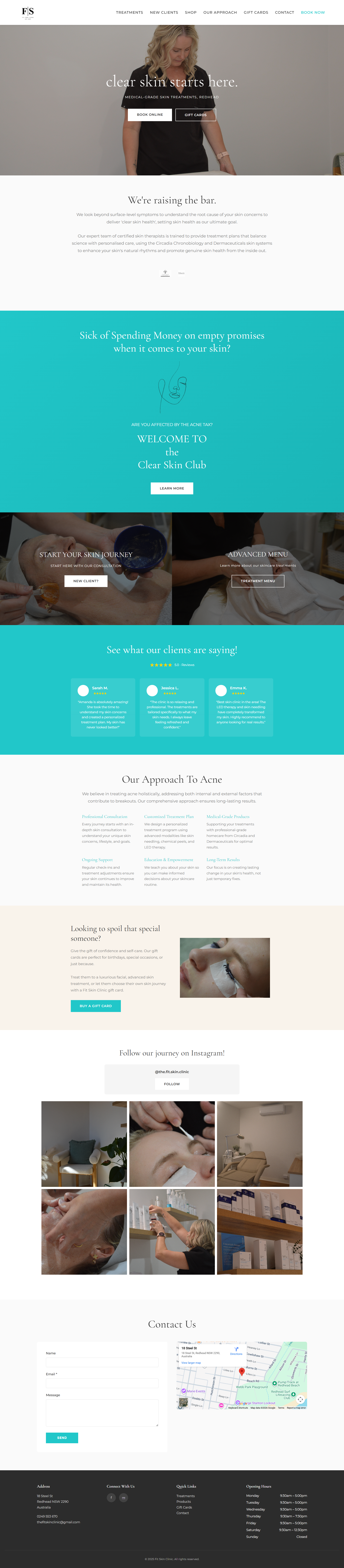 Fit Skin Clinic full page preview (stitched)